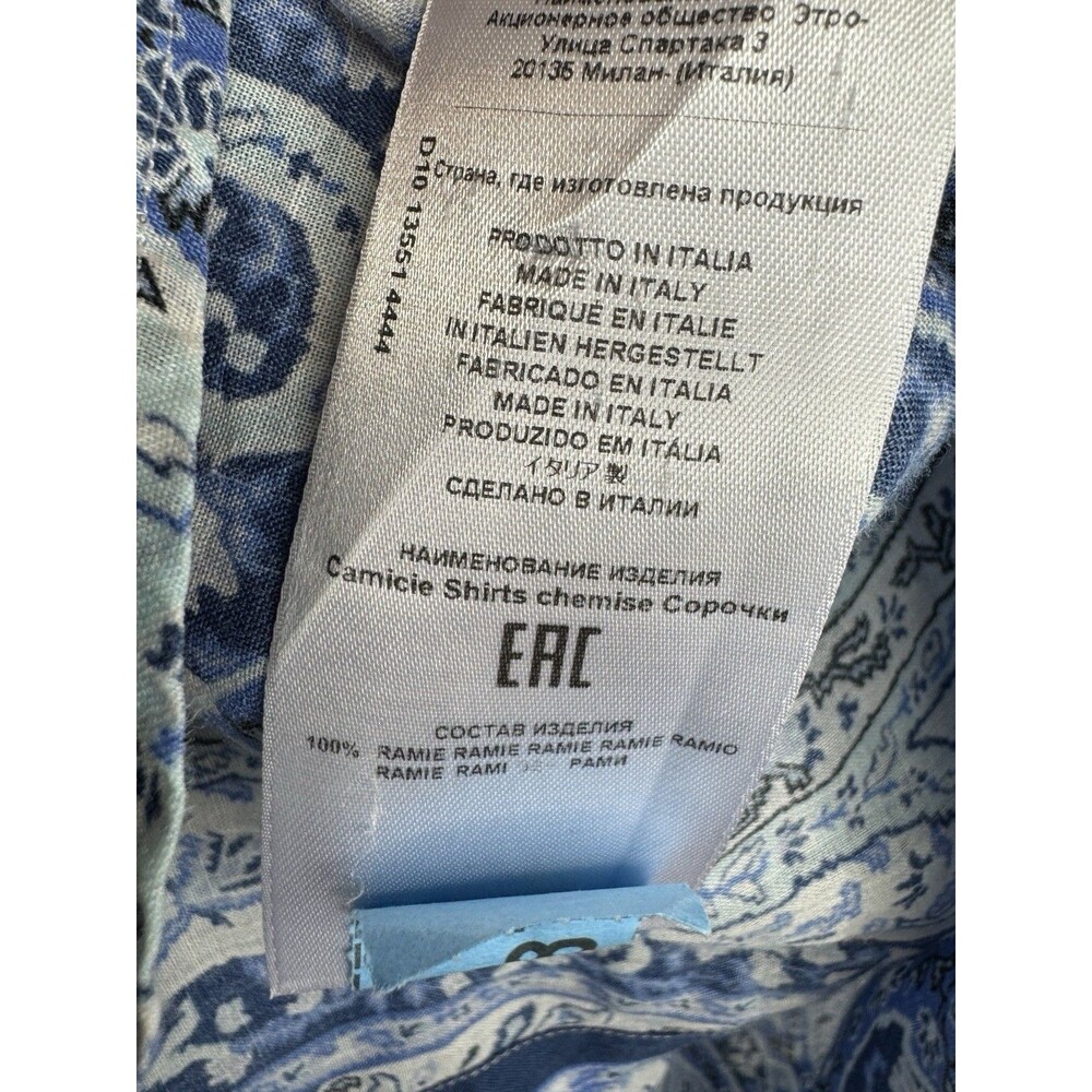 ETRO Italy Designer Floral Paisley 100% Ramie Button-Up Shirt Blouse IT 40 US 4 - Picture 7 of 11